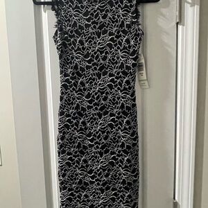 Elegant Black and White Lace Dress